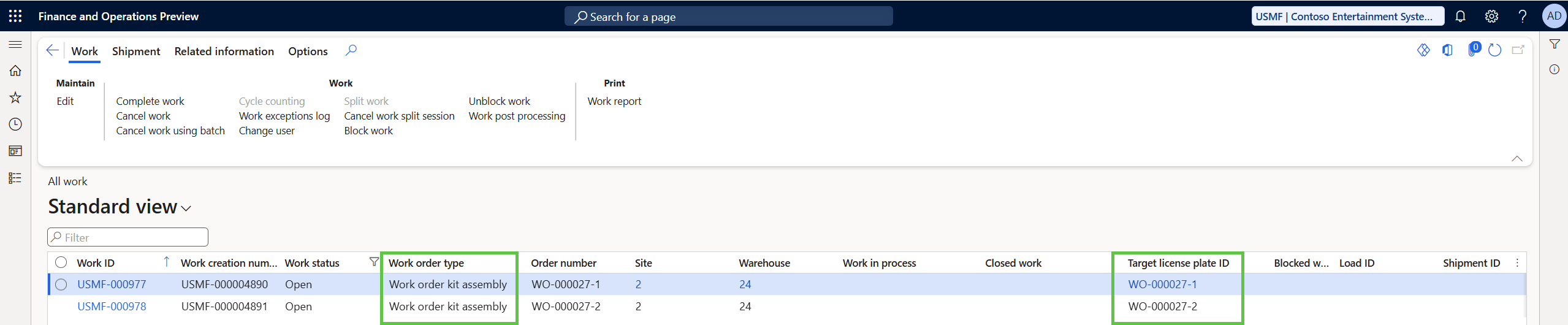 Warehouse work created for kit assembly